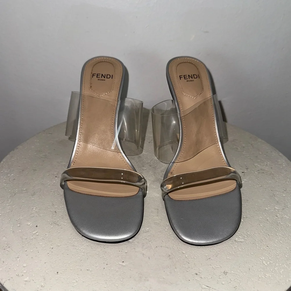 Luxury Clear Strap Sandals in Silver - Picture 5 of 11